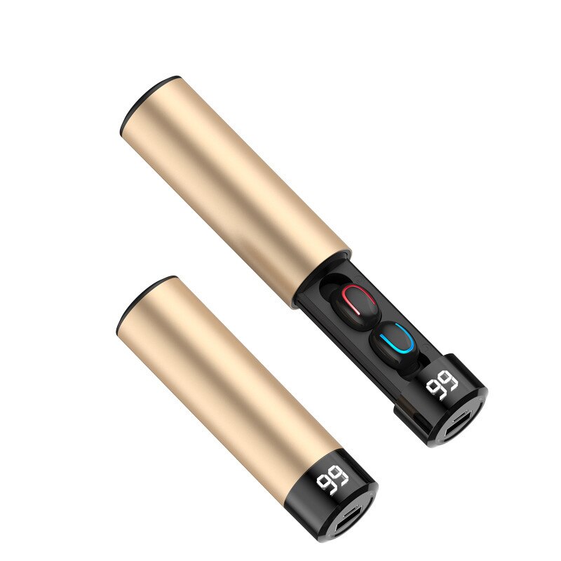 Draadloze Oordopjes 3D Stereo Mini Bluetooth Oortelefoon 5.0 Met Dual Mic Sport Waterdichte Oordopjes Auto Pairing Headset: Gold
