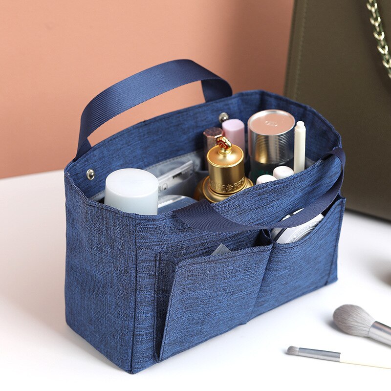 Purdored 1 Pc Vrouwen Grote Capaciteit Cosmetische Handtas Binnenzak Multi-Zakken Opslag Make-Up Tas Organizer Bagage Tassen: navy