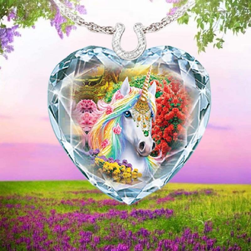 Unicorn lady pendant cute lady jewelry heart necklace blue crystal jewelry sunflower necklace pendant luxury jewelry