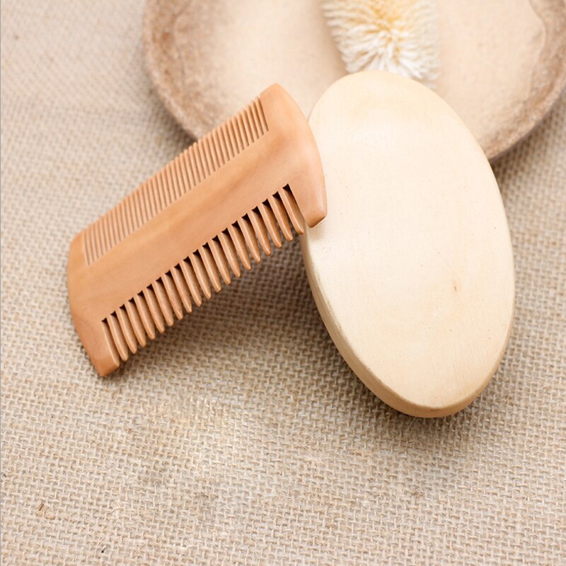 Skæg hår kam sæt blødt ornebørste træ skæg børste frisør barbering værktøj herre overskæg kam kit med taske