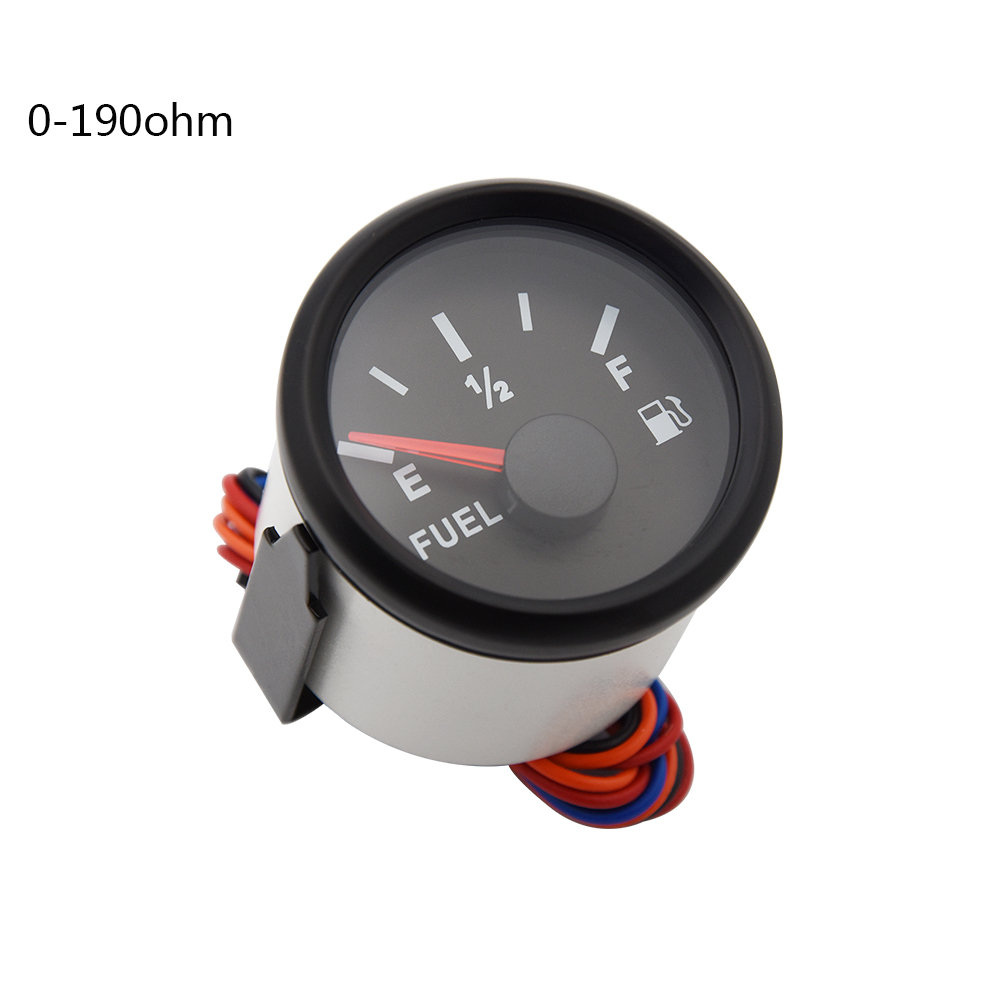 0-190 ohm bränslenivåmätare 52mm marin båtolja flytande tank bränslenivåindikator mätare med röd bakgrundsbelysning vattentät: 0-190 ohm bb
