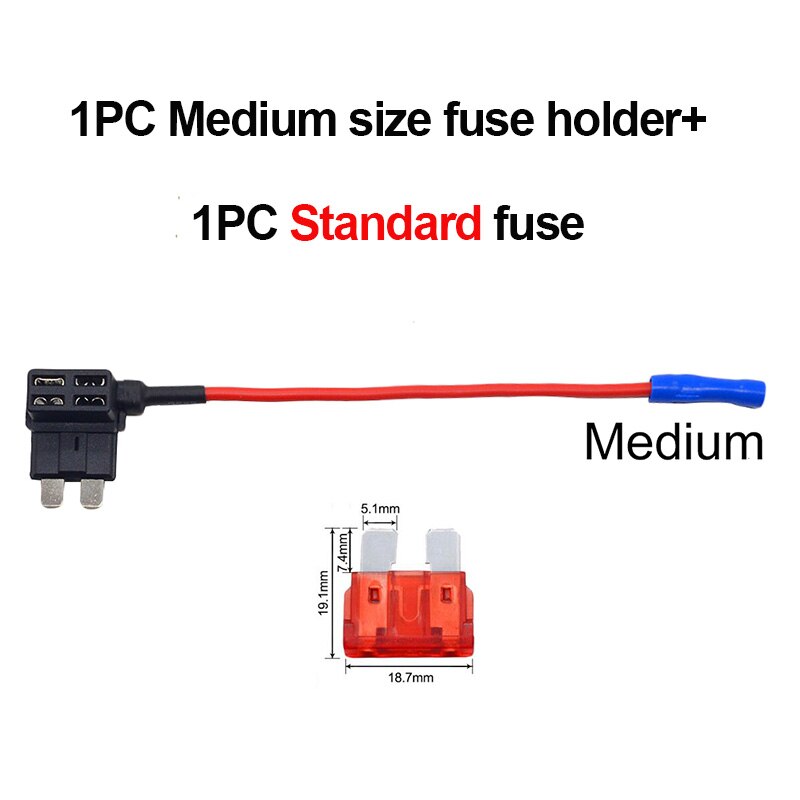 12V MINI SMALL MEDIUM Size Car Fuse Holder Add-a-circuit TAP Adapter with 10A Micro Mini Standard ATM Blade Fuse: with standard fuse