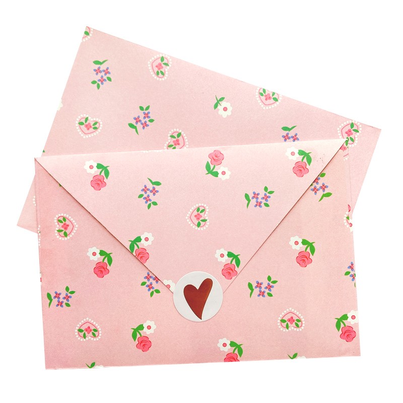 10pcs/lot Pink flower envelope letterhead roses letter paper love letters Color Card 16*11cm