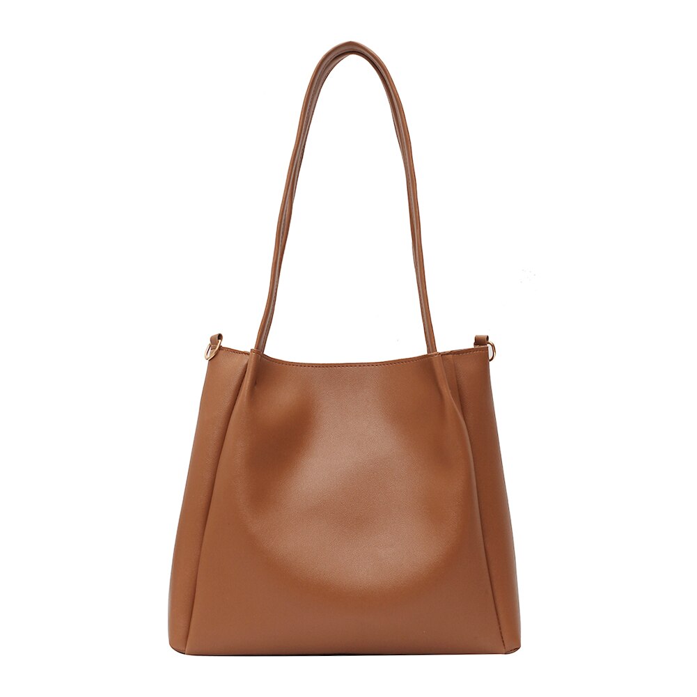 Moda crossbody bags feminino grande capacidade totes couro do plutônio cor sólida viagem casual ombro mensageiro bolsa: Marrom