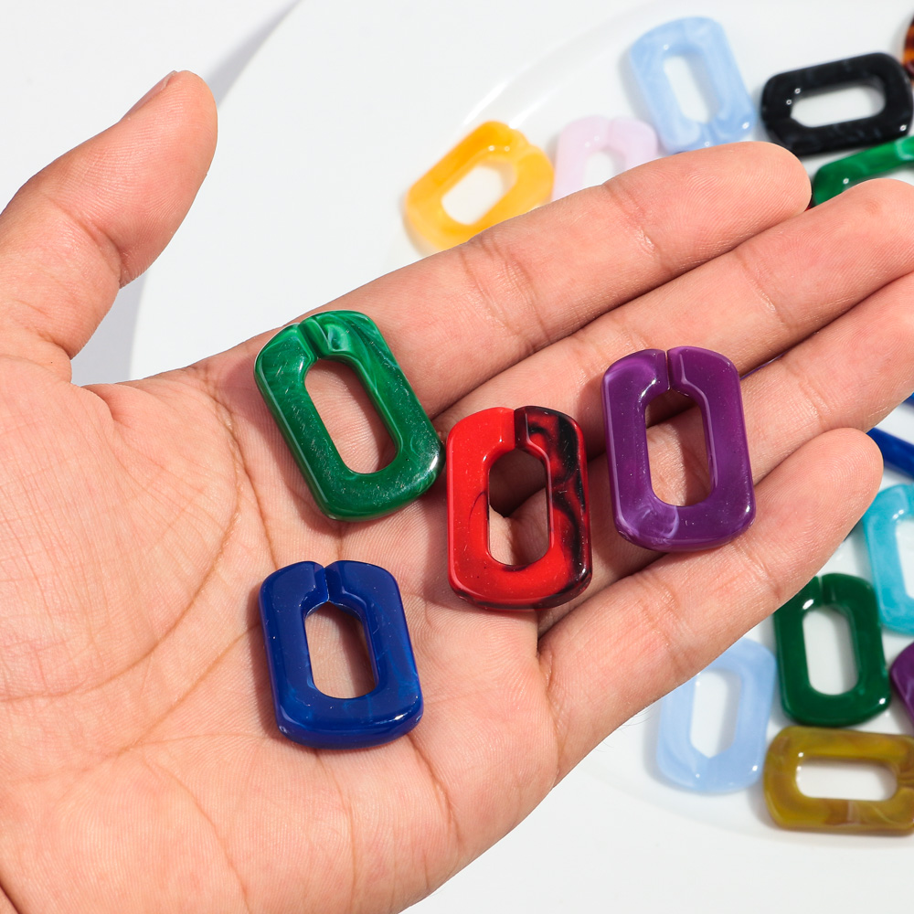 20 piezas 20x30mm cuentas de cadena de eslabones de anillo cuadrado acrílico de colores mezclados para pulsera fabricación de collares accesorios de joyería DIY al por mayor