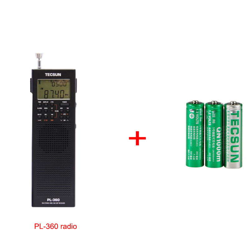 Tecsun – radio numérique FM/MW/SW pleine bande PL-360, démodulation numérique, stéréo de poche pour personnes âgées, chargeur à semi-conducteur de Campus: Black Battery Set