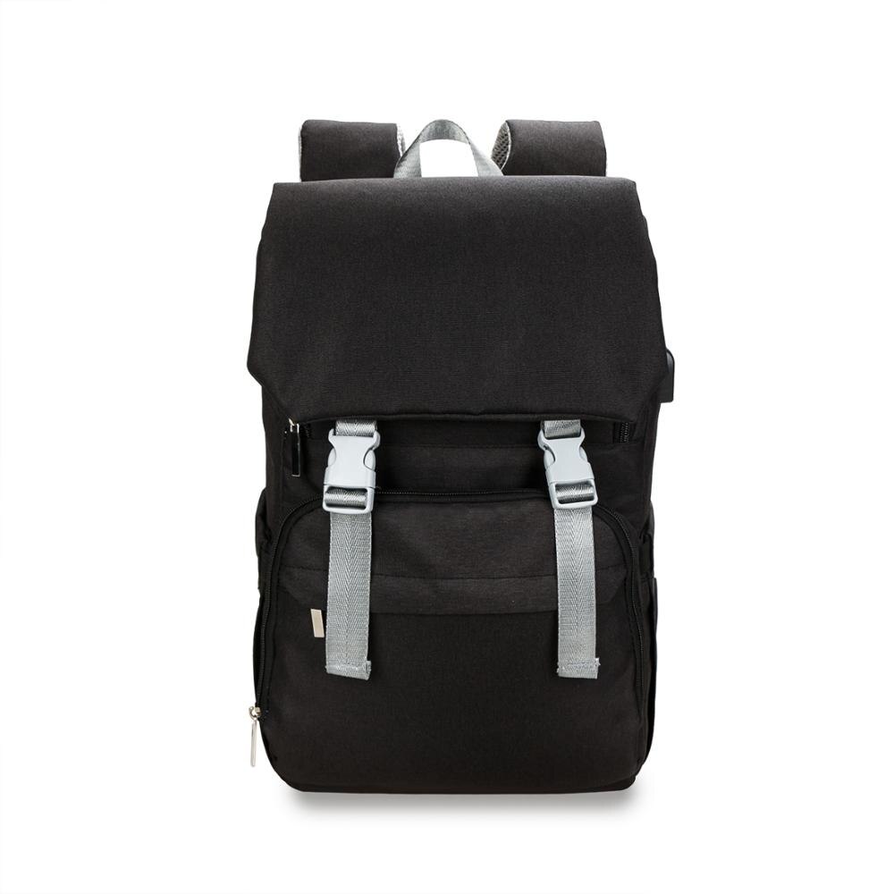 Sac à couches imperméable Oxford | Sac à dos de voyage de grande capacité, sac de maternité pour bébé, sac à dos pour maman et papa avec chargeur USB,: BLACK