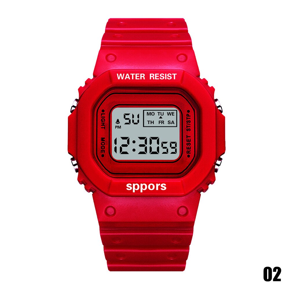 Reloj cuadrado informal para hombre y mujer, relojes deportivos digitales coloridos, para enamorados, Reloj de pulsera para niño y mujer: Rojo