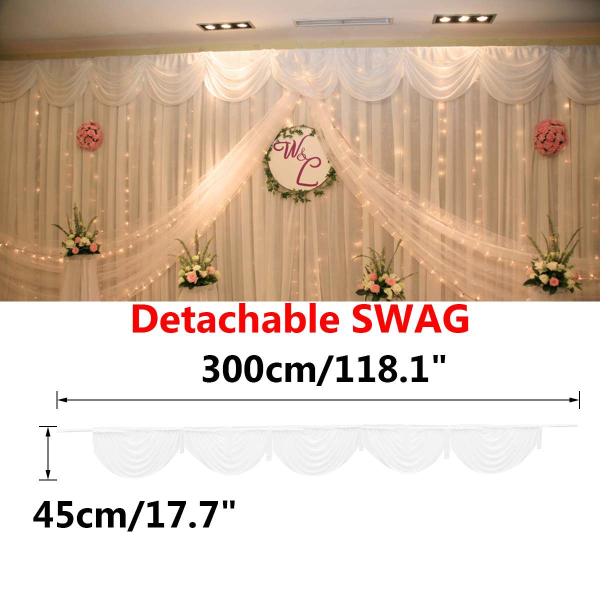 3m 3 Swag White Wedding Backdrop Drapery Swags Small Table Skirt Swag For Event Party Decoration