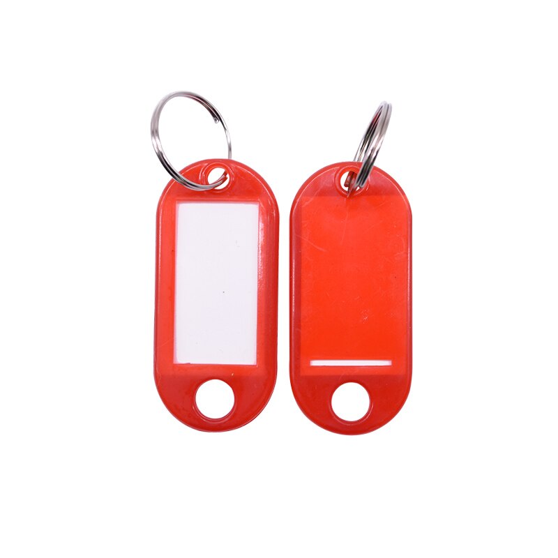50 Uds etiquetas plásticas para llaves ID etiquetas llaveros anillo dividido llaveros numerados nombre equipaje etiquetas para llaves: 50pcs Red