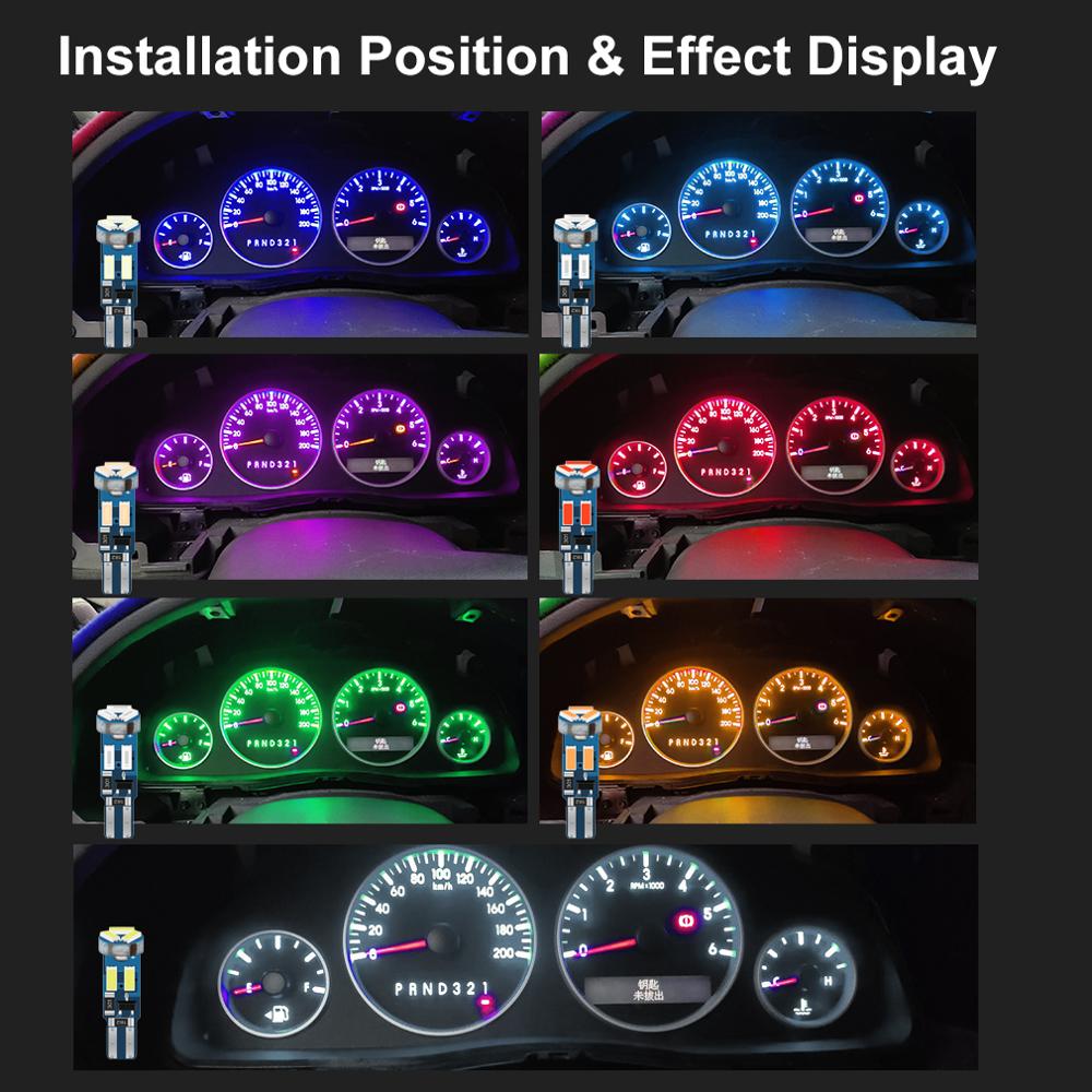 6Pcs T5 Led W3W W1.2W Auto Led Lamp Auto Dashboard Instrument Licht 7 Led Smd 4014 Wedge Led Light lamp Lamp Waarschuwing Indicator