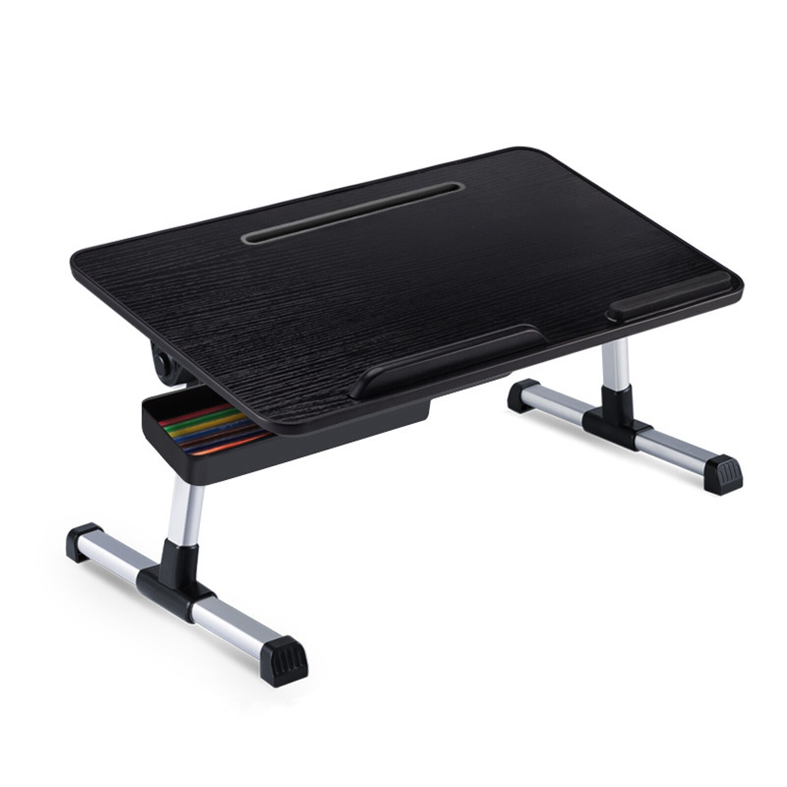 The Portable Table Computer Folding Table Portable Adjustable Laptop Desk With Storage Drawer Table Furniture: Black