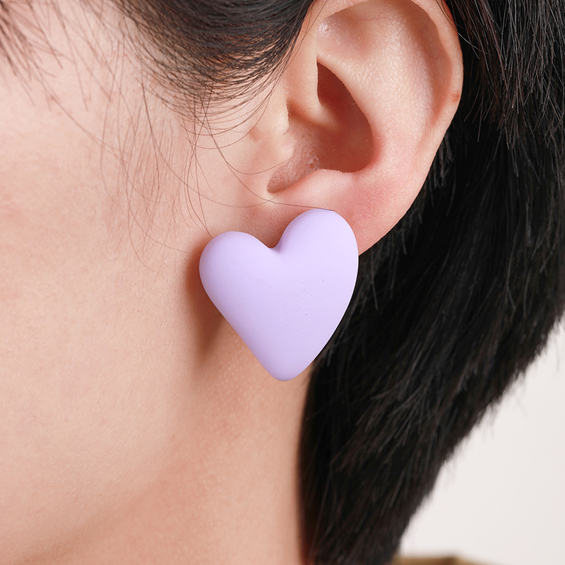 Pendientes de Clip con forma de corazón para mujer, aretes de estilo bohemio, de color rojo, blanco y amarillo