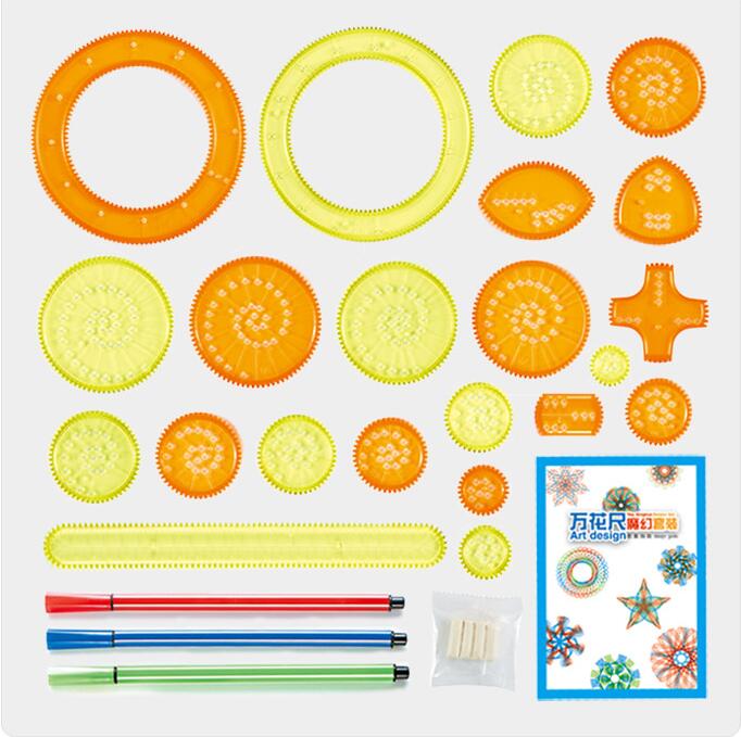 Doki 22 -piece spirograph drawing toy set, locking gear wheels, painting drawing accessories, creative educational toy spirographs