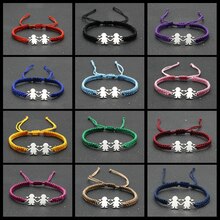 Stal nierdzewna śliczne Twin Little Girl Charm bransoletka czarna lina pleciona regulowane bransoletki dla kobiet biżuteria Mujer Pulsera