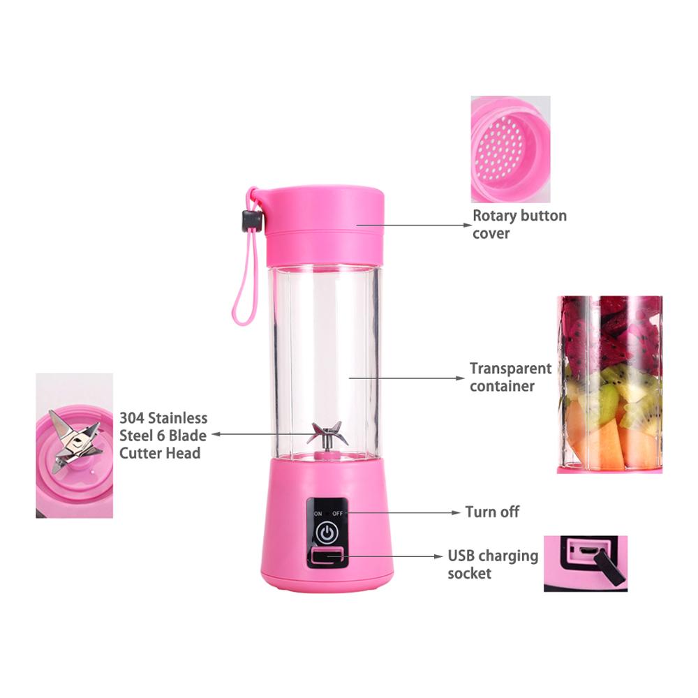 Portable Electric Juicer Rechargeable Smoothie Blender USB Mini Fruit Mixers Juicers Fruit Extractors Food Milkshake Multifuncti