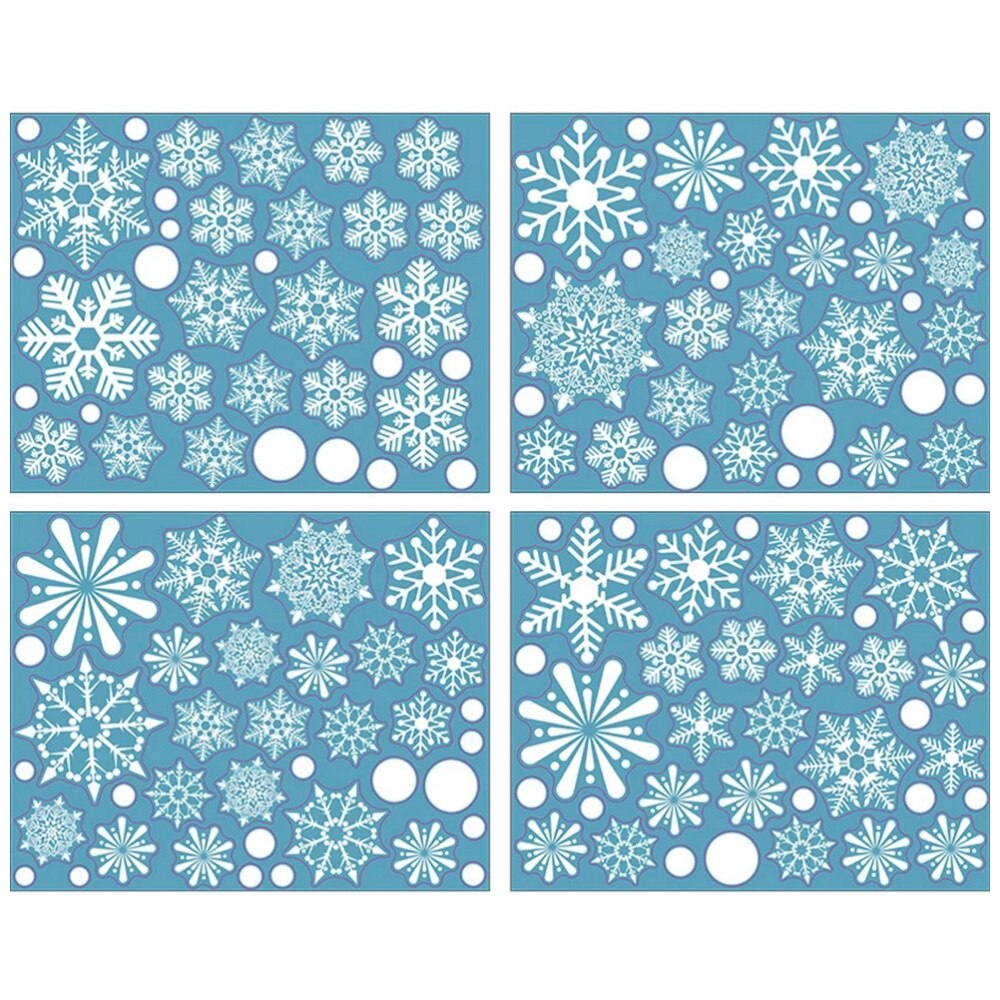 4 Vellen Sneeuwvlok Stickers Lijm Raamstickers Kerst Glas Stickers