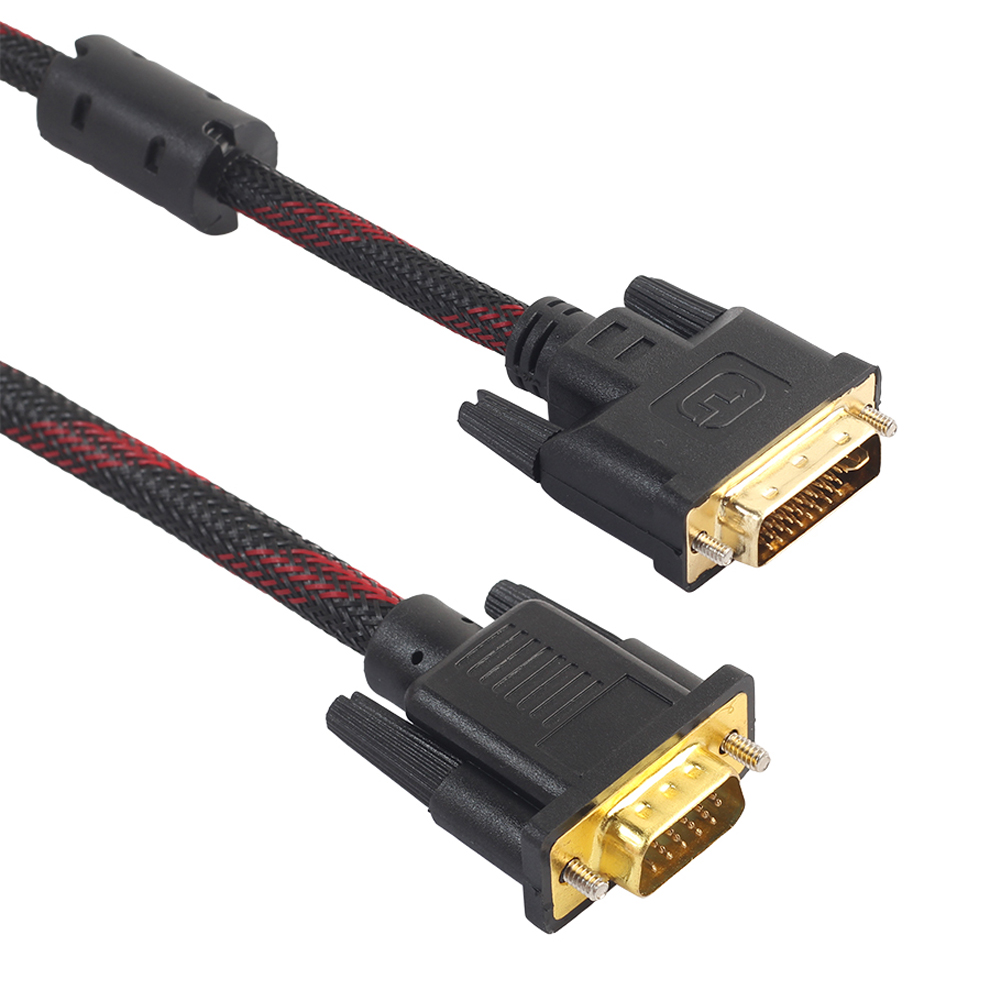 1.4m DVI Male naar VGA Male DVI-I Kabel 24 + 5 VGA Turn Kabel Connector Kabel naar DVI-I om VGA Video voor HDTV DVD Notebook