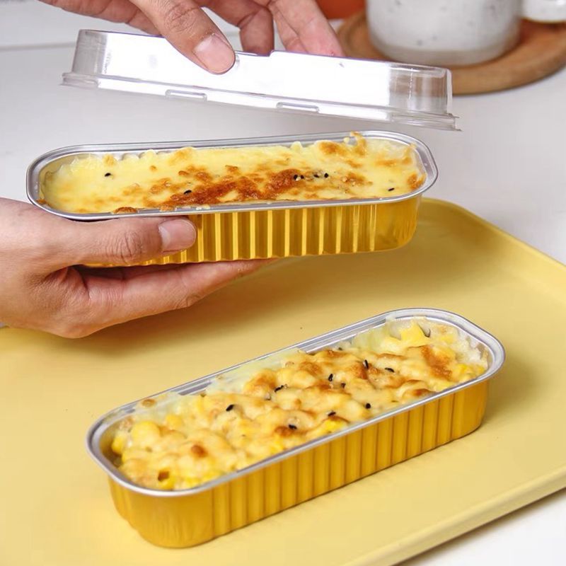 50 teile/satz Aluminium folie Kuchen form mit Deckel & Gabel Mini Backformen hitze beständige Brot Muffin Kuchen behälter Küchengeräte