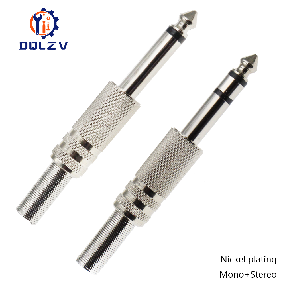 Adaptador de conector de Audio Mono macho, conector Jack dorado de 6,35 MM, conectores estéreo de Audio de soldadura macho de 1/4 pulgadas: Lavanda / 5-9 Unids