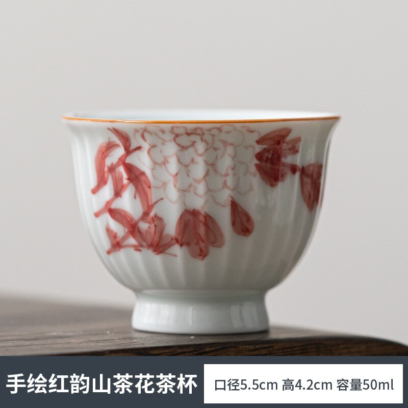 Taza de té pintada a mano, taza individual de hortensia, Kung Fu, taza de té Personal, tazón Maestro de cerámica especial, para el hogar, 2 unids/set por juego: Default Title