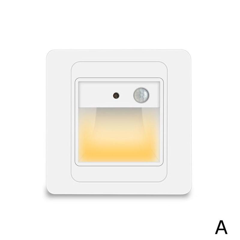 2w natlys intelligent lampe pir bevægelsesdetektor trin led forsænket stege lampe trappe foyer sensor køkkenlys lampe wal  v5 x 6: -en