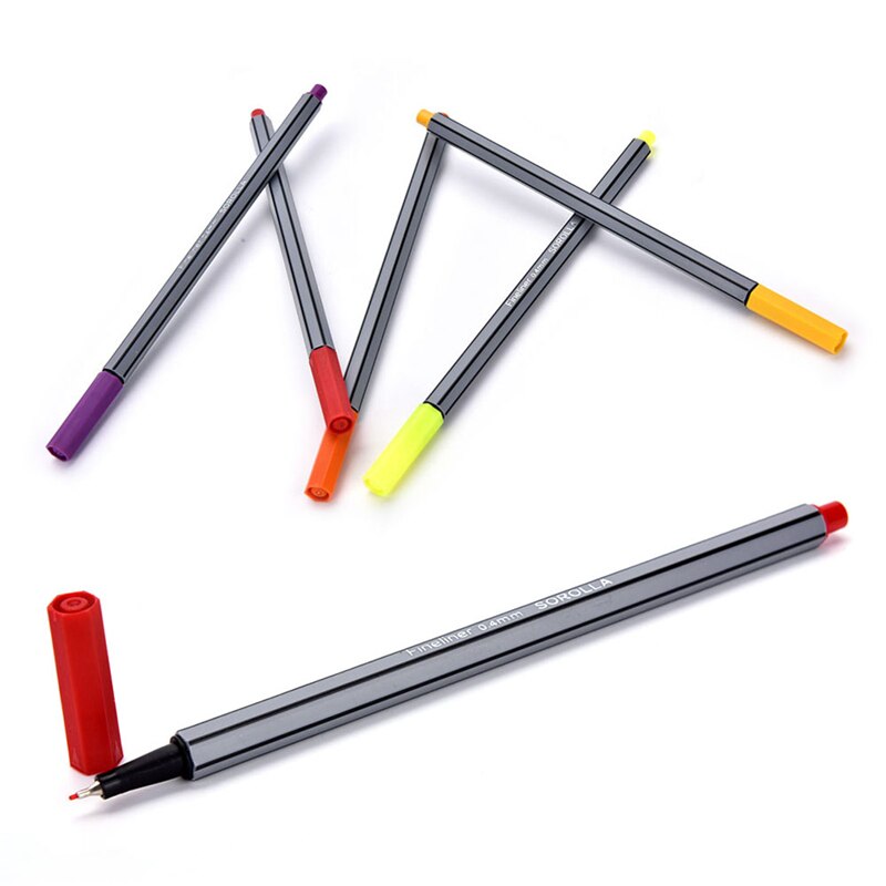 Stylos Fineliner de 24 couleurs, 0.4 MM, avec livre de coloriage Marco, stylo de couleur Super fin, marqueur d'art à base d'encre