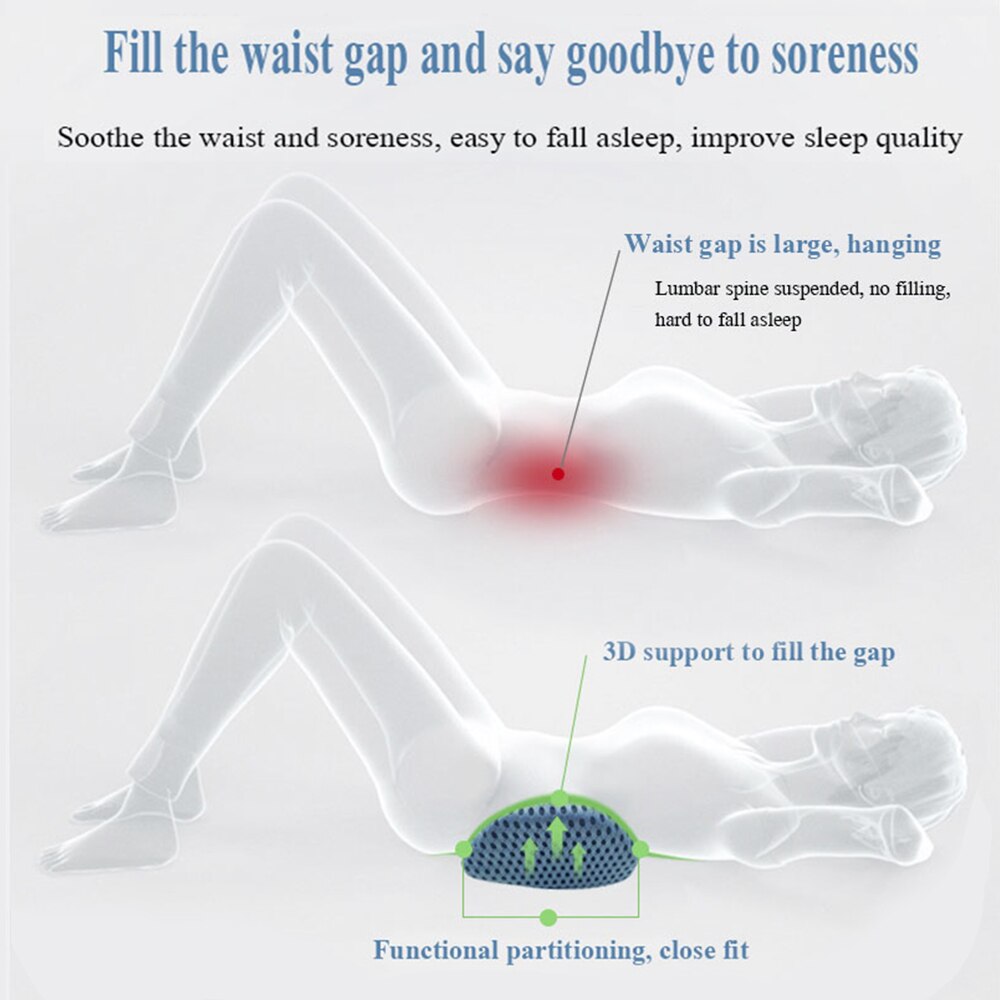 Slow Rebound Memory Cotton Physiotherapy Lumbar Pillow Multi-Functional Waist Cushions on Chair Seat Car Orthopedic Pillow Mat