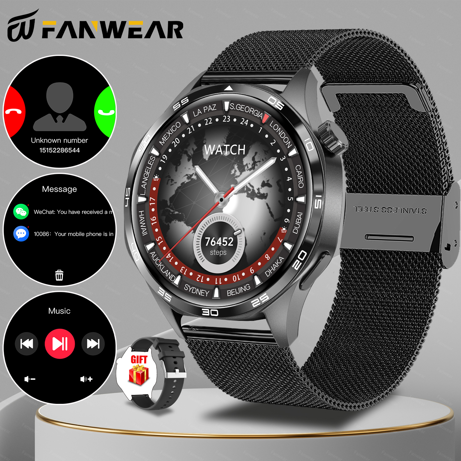 2025 novo relógio inteligente esportivo masculino para huawei relógio gt5pro gps trajetória bússola 100 + modo esportivo nfc bluetooth chamada ai voz: CINZA