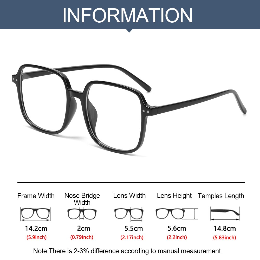 Anti-blauw licht ultralichte high-definition transparante vierkante bril straling myopie bril optische bril  -1.0 ~ -4.0