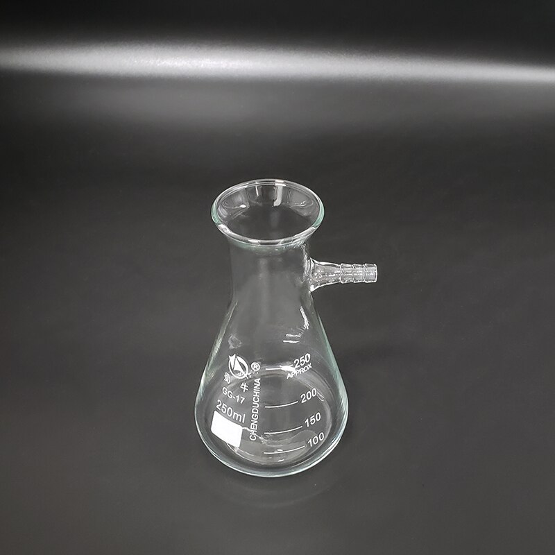 Filtering flask wide spout with graduations,Capacity 250ml,Triangle flask with tubules,Filter Erlenmeyer bottle