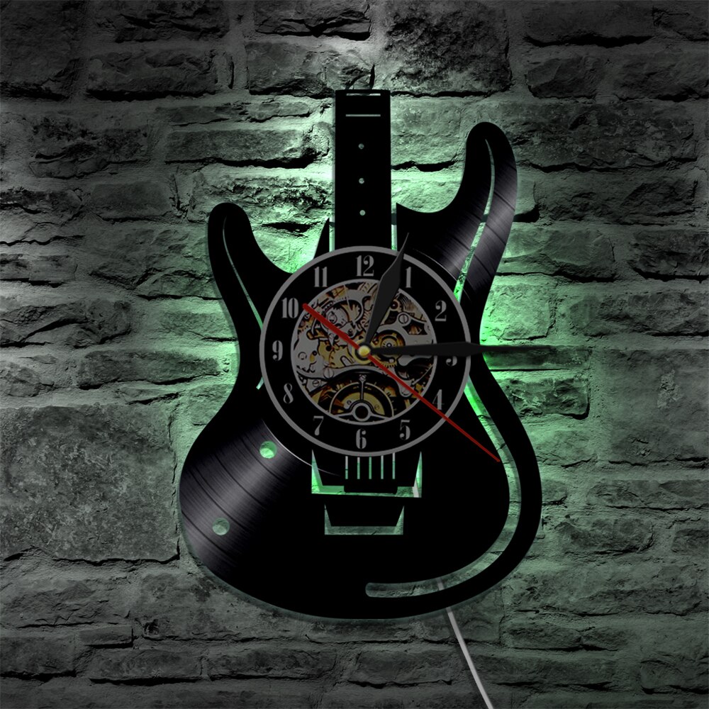 1 stykke guitar vinylplade vægur musik vintage lp vægur hjemmeindretning musikinstrumenter til musikelsker guitarist