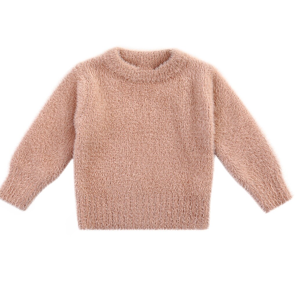 Enfant en bas âge pull enfants bébé garçons fille décontracté solide hiver à manches longues pull haut col en o Polyester enfants vêtements: PK / 18-24Month