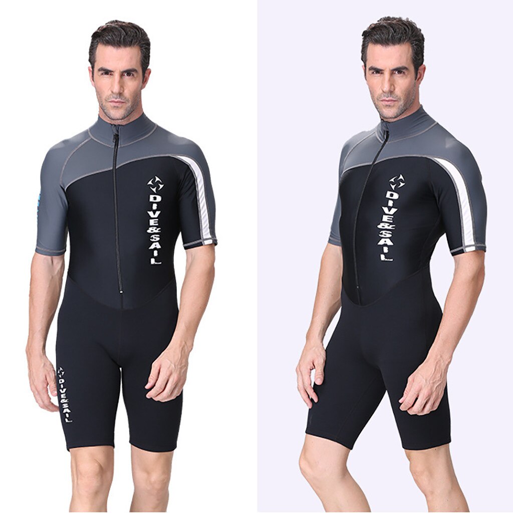 Traje de neopreno corto para hombre, protector solar transpirable, cómodo y elástico, tela de seda helada de azul: GY / XXL