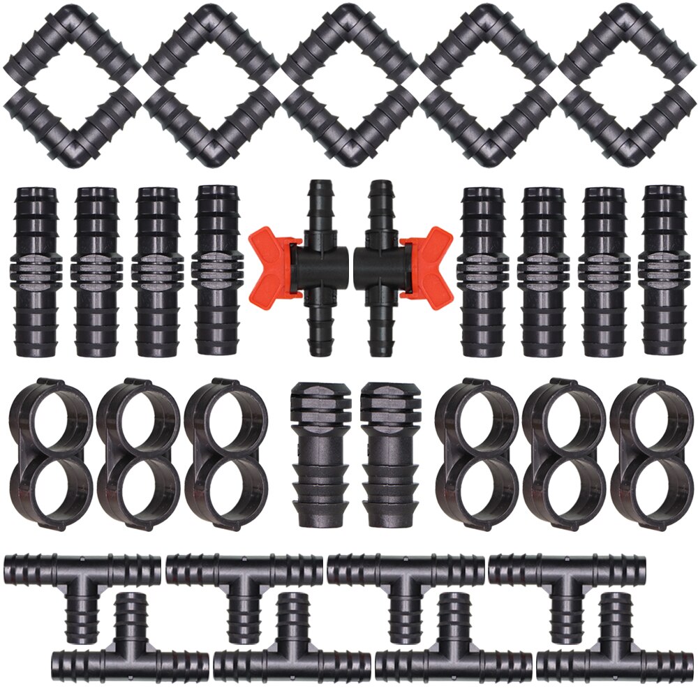 Garden Irrigation 16 20 25mm Tubing Barbed Connector Fitting Tee Elbow Couplings End Plug Shut Off Micro Drip Hose Adapter