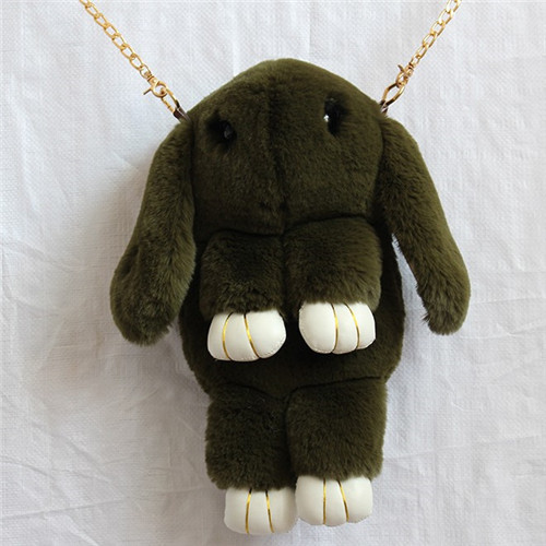 OURCIAO Korean Korean Cute Rabbit Lovely Shoulder Bag Cartoon Child Show MOE Dead Rabbit Wool Bags D301: army green