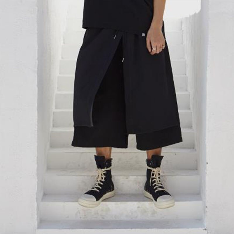 Hommes japon Kimono ample jambe large pantalon jupe décontractée pantalon homme Streetwear Hip Hop Punk sarouel