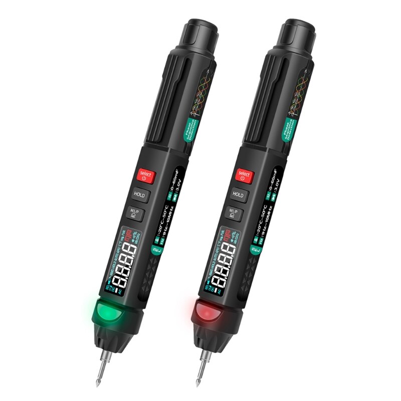 Woltomierz bezdotykowy AC/DC 6000 zlicza True RMS multimetr faza NCV odporność pojemność temperatura z latarką