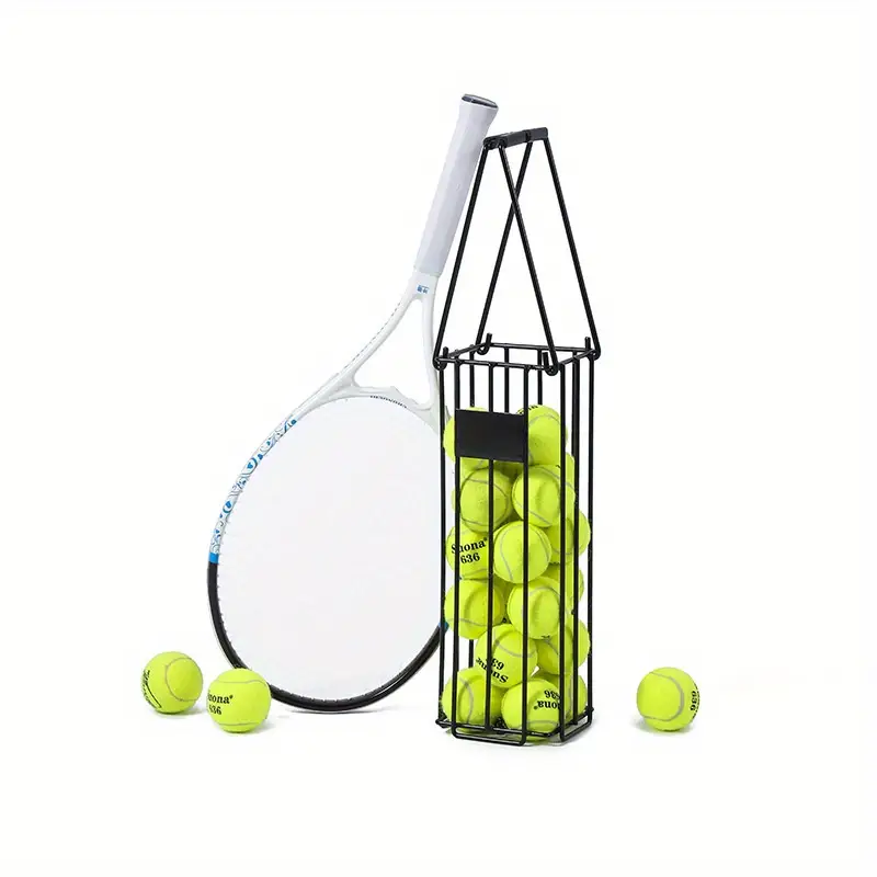 Recogedor de pelotas de tenis portátil, recogedor de pelotas , cesta de pelotas de tenis de presión rápida y descendente, práctico recogedor de pelotas