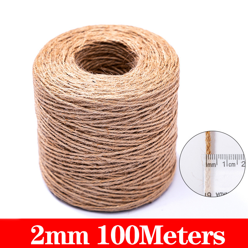 1-10mm natuurlijk touw jute lint naaien diy bruiloft koord ambachtelijke natuurlijke draad touw bulk handgemaakte feest kerst home decortion: Multi-Colored