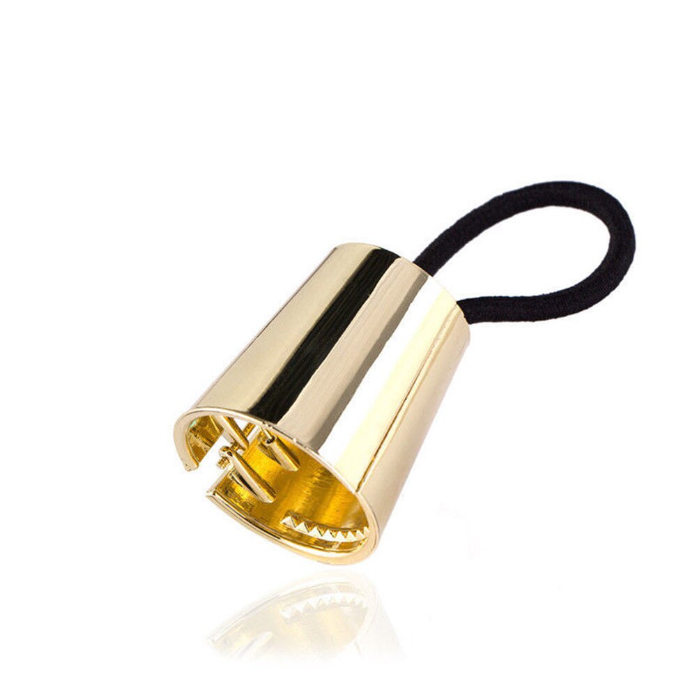 4 Colors Chic Hair Clip Woman Girls Metal Elastic Ponytail Holder Hair Cuff Wrap Tie Band Ring Rope: gold