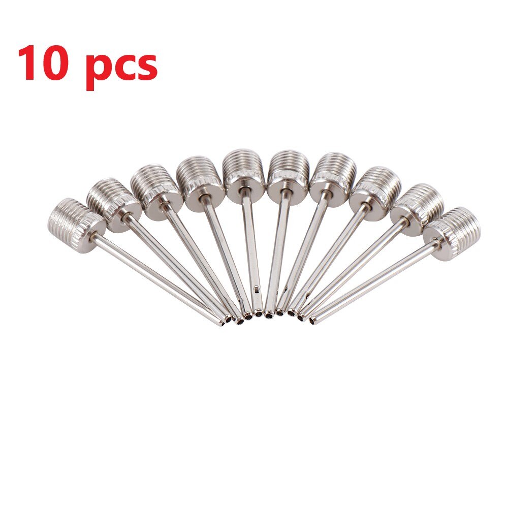 10 st sport boll uppblåsande pump nål för fotboll basket fotboll uppblåsbar luft ventil adapter rostfritt stål pump stift: 10 st