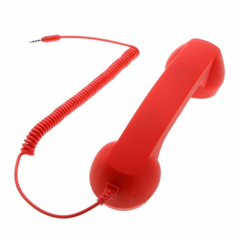 Auriculares Retro para teléfono móvil, receptores de teléfono con cable, llamadas cómodas: Rojo