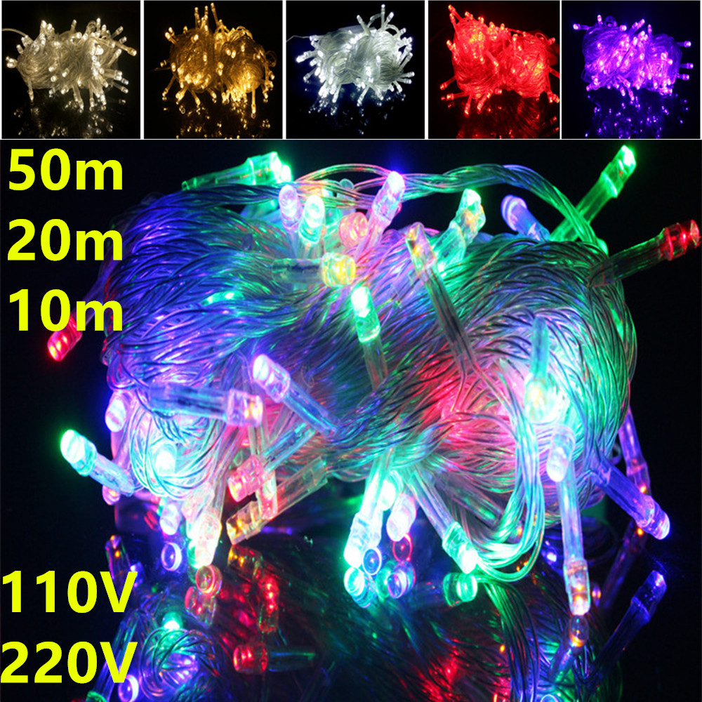 Rgb Led Verlichting Strings 10M 110V 220V 8 Modi Waterdichte IP65 Kerst Garland Fairy Lights Outdoor Indoor Decoratie