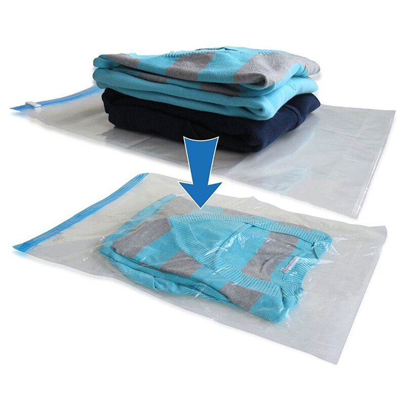Lber 8Pc Hand Rolling Compressie Vacuümzak Grens Opvouwbare Gecomprimeerd Thuis Kleren Plastic Opbergtas Ruimtebesparend Seal Bag