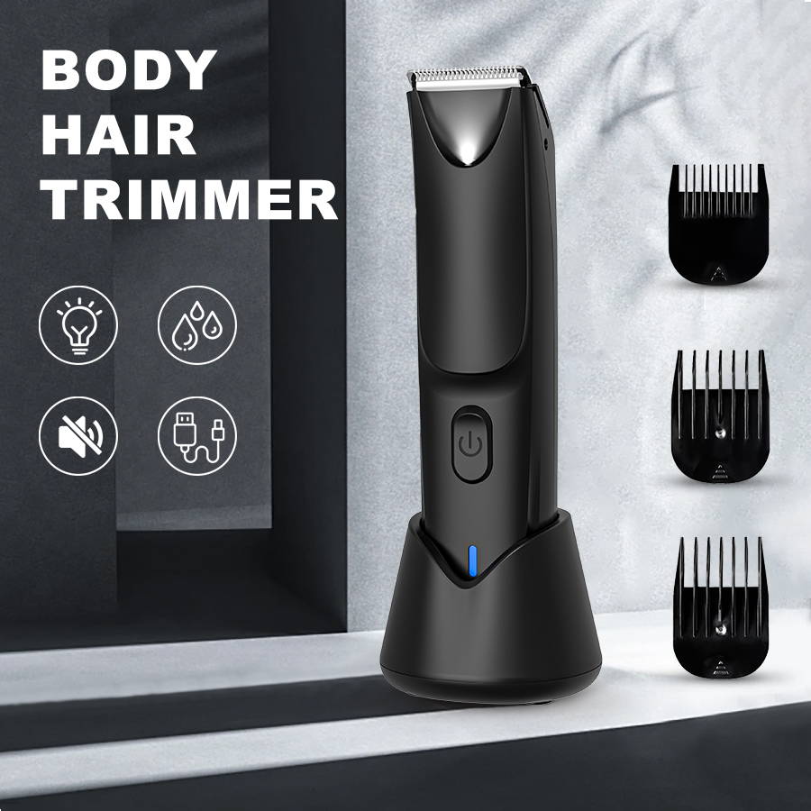 Lyskehårstrimmer - elektrisk manscape-trimmer til mænd, vandtæt kugletrimmer til pleje af kønsbehåring/krops-/lyskehår med keramisk blad