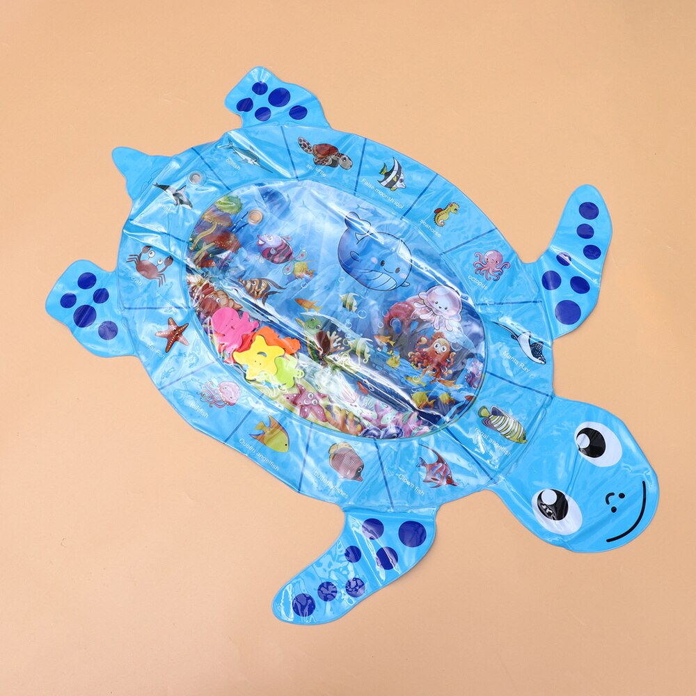 Baby PVC Tummy Time Cushion Sea Turtle Toddler Inflatable Ice Water Patted Mat Interaction Time Toddler Water Pad Playmat Pad (S