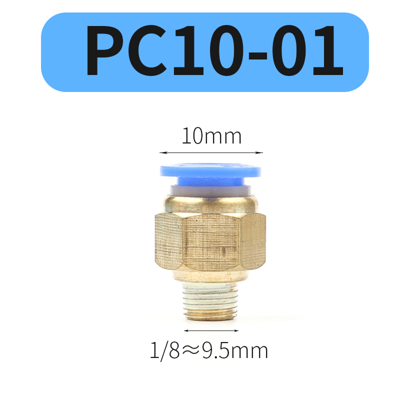 PC Air Pneumatic Fitting 4mm 6mm 8mm 10mm 12mm Male Thread 1/4 1/2 1/8 3/8 Compressed Hose Tube Pipe 4-M5 6-M5 Quick Connector: PC10-01