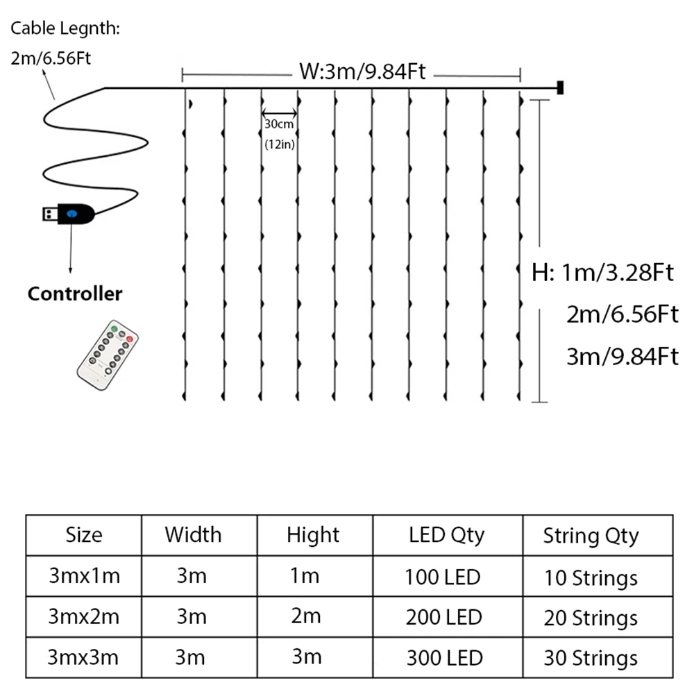 3Mx1M/2M/3M Battery LED String Lights USB Fairy Lights Garland For Year Wedding Party Christmas Home Curtain Decoration