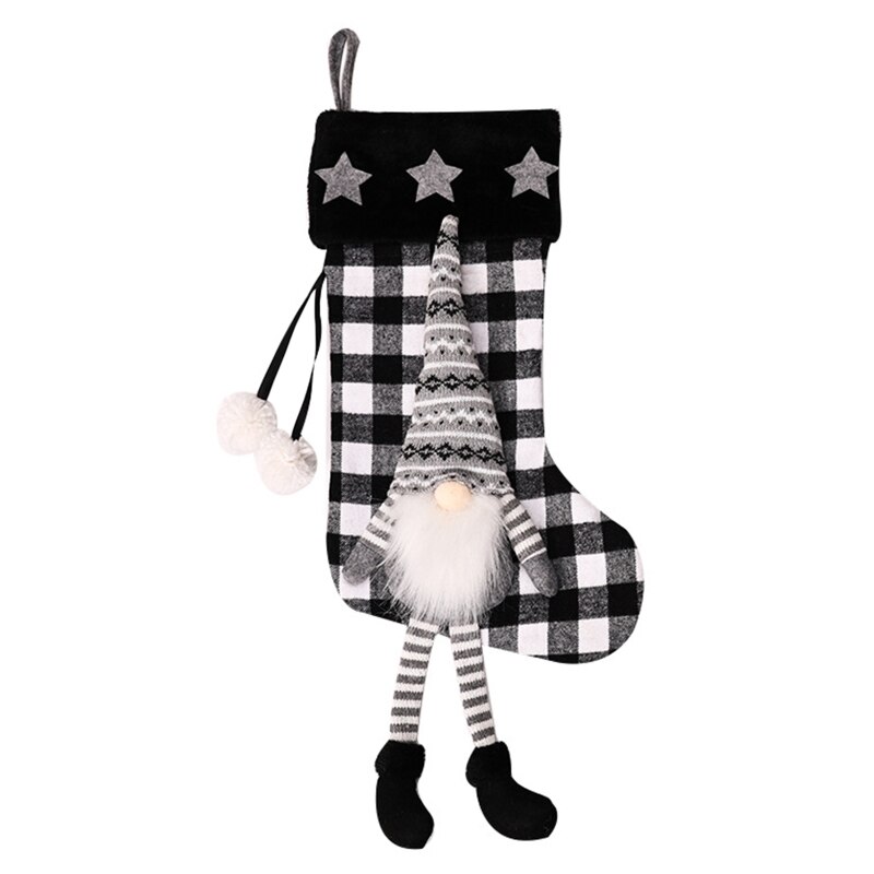Noël Tomte Gnomes bas Plaid suédois Santa noël chaussette suspendue cheminée H58C: 5AC902143-B